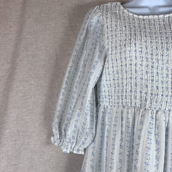 Polagram Womens Cottagecore Tiered Midi Dress Size M Micro Floral Picnic Peasant - Picture 4 of 15